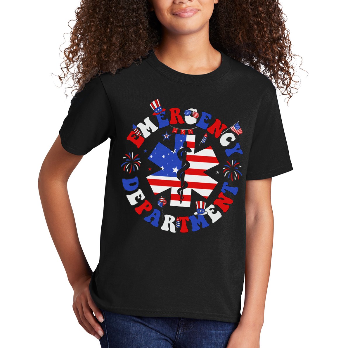 Emergency Department 4th Of July Usa Emergency Room Nurse Kids T-Shirt