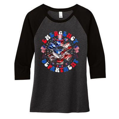 Emergency Department 4th Of July Usa Emergency Room Nurse Women's Tri-Blend 3/4-Sleeve Raglan Shirt