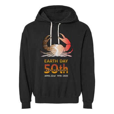 Earth Day 50th Anniversary Beach Crab Surf Sand Silhouette Garment-Dyed Fleece Hoodie