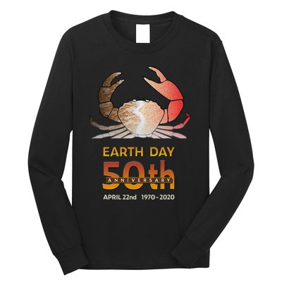 Earth Day 50th Anniversary Beach Crab Surf Sand Silhouette Long Sleeve Shirt