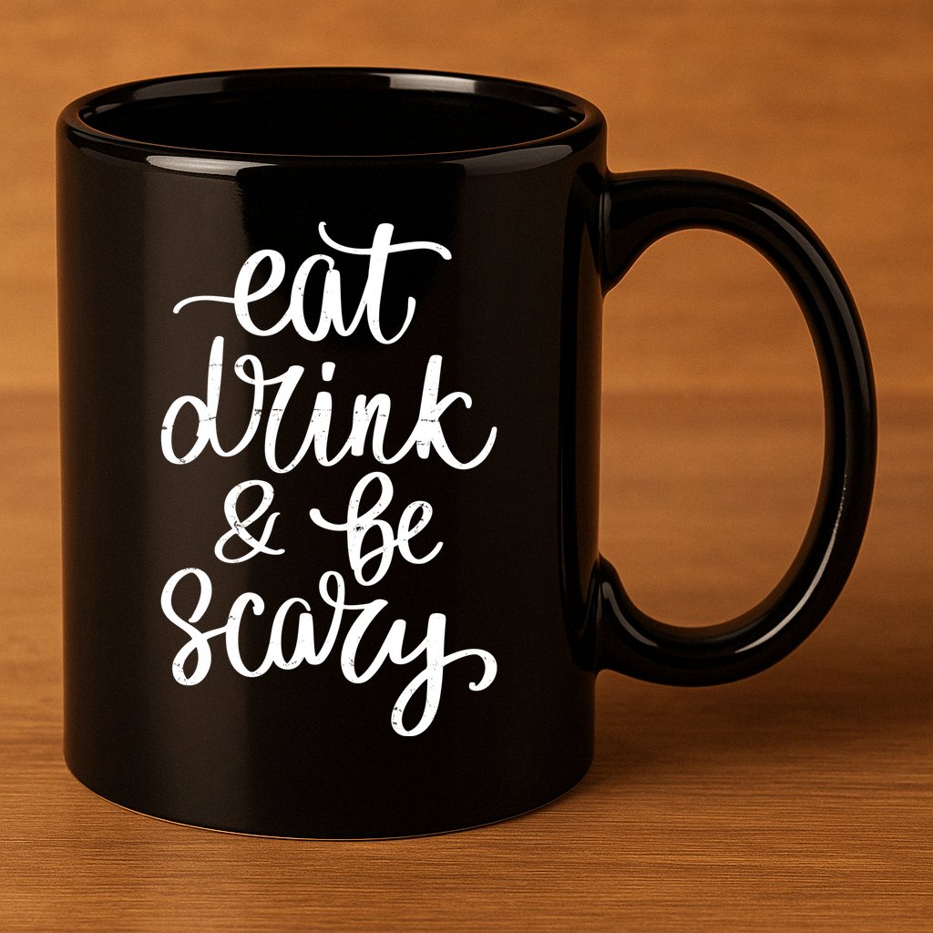 Eat Drink And Be Scary Funny Halloween Party 11oz C Handle Ceramic Mug