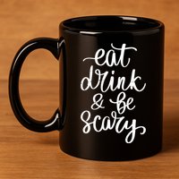 Eat Drink And Be Scary Funny Halloween Party 11oz C Handle Ceramic Mug