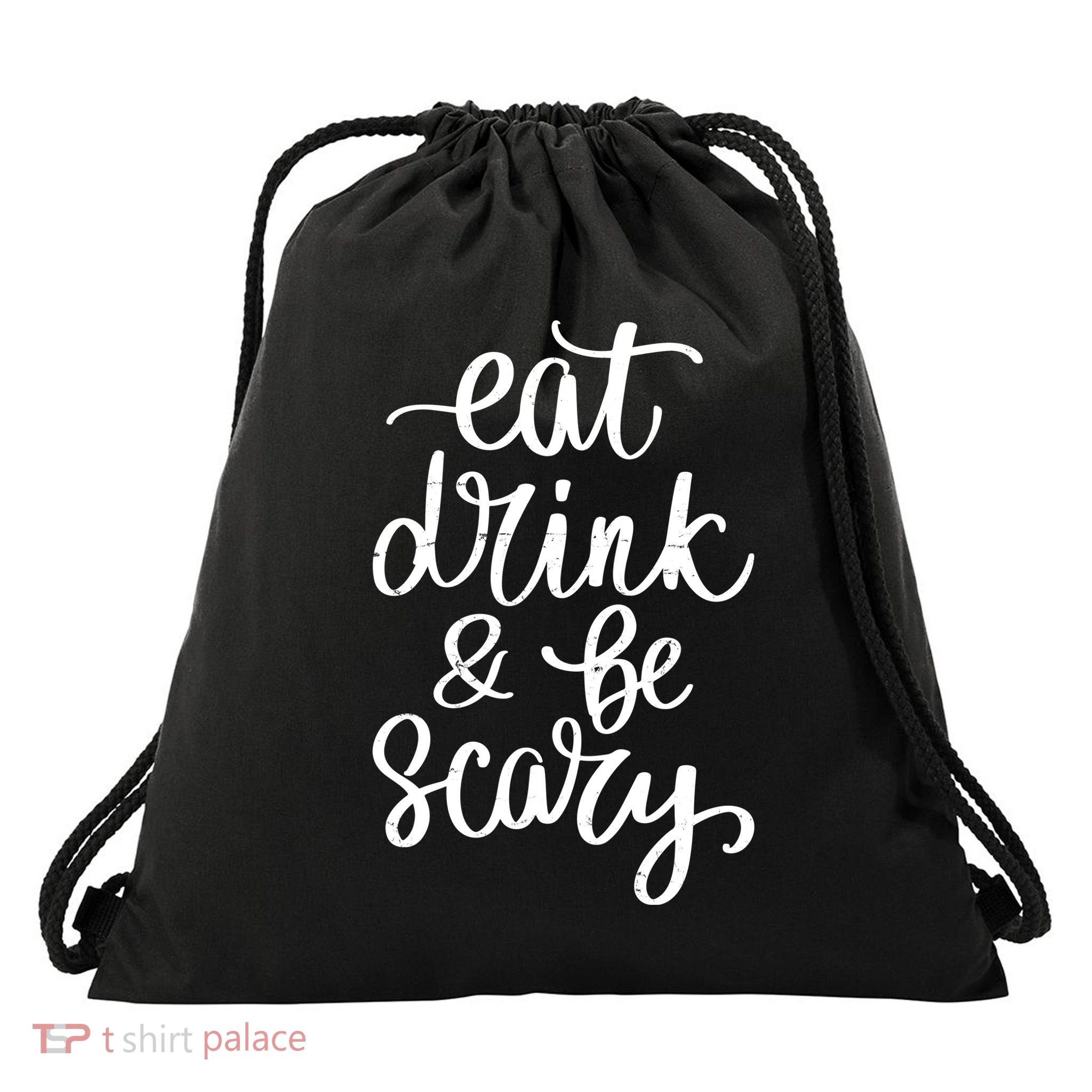 Eat Drink And Be Scary Funny Halloween Party Drawstring Bag