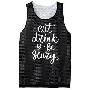 Eat Drink And Be Scary Funny Halloween Party Mesh Reversible Basketball Jersey Tank