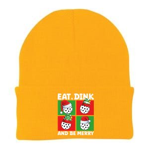 Eat Dink And Be Merry Cute Gift Holiday Pickleball Sport Lover Gift Knit Cap Winter Beanie