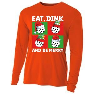 Eat Dink And Be Merry Cute Gift Holiday Pickleball Sport Lover Gift Cooling Performance Long Sleeve Crew