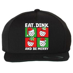 Eat Dink And Be Merry Cute Gift Holiday Pickleball Sport Lover Gift Wool Snapback Cap