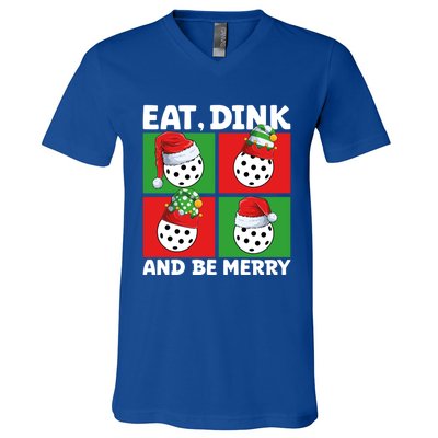 Eat Dink And Be Merry Cute Gift Holiday Pickleball Sport Lover Gift V-Neck T-Shirt