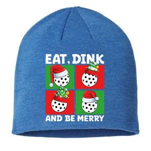 Eat Dink And Be Merry Cute Gift Holiday Pickleball Sport Lover Gift Sustainable Beanie