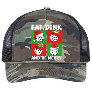 Eat Dink And Be Merry Cute Gift Holiday Pickleball Sport Lover Gift Retro Rope Trucker Hat Cap