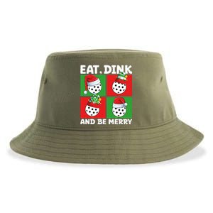 Eat Dink And Be Merry Cute Gift Holiday Pickleball Sport Lover Gift Sustainable Bucket Hat