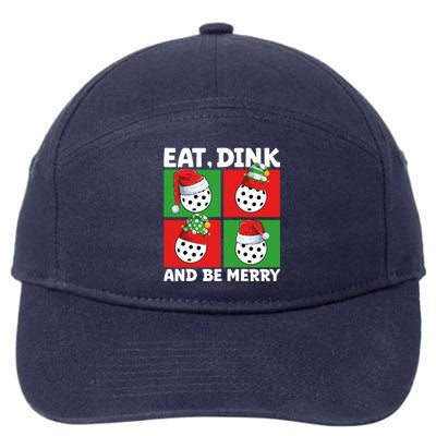 Eat Dink And Be Merry Cute Gift Holiday Pickleball Sport Lover Gift 7-Panel Snapback Hat