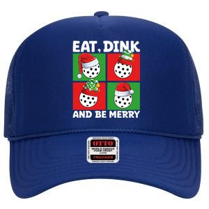 Eat Dink And Be Merry Cute Gift Holiday Pickleball Sport Lover Gift High Crown Mesh Back Trucker Hat