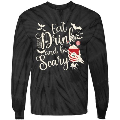 Eat Drink And Be Scary Christmas Holiday Goth Christmas Tie-Dye Long Sleeve Shirt