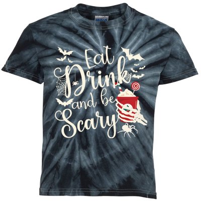 Eat Drink And Be Scary Christmas Holiday Goth Christmas Kids Tie-Dye T-Shirt