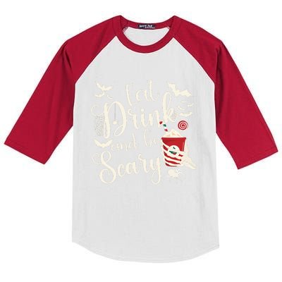 Eat Drink And Be Scary Christmas Holiday Goth Christmas Kids Colorblock Raglan Jersey