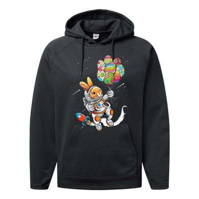 Easter Day Astronaut Bunny Rabbit Planet Egg Performance Fleece Hoodie