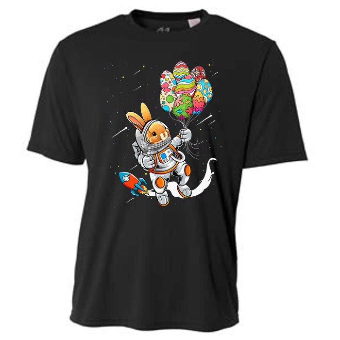 Easter Day Astronaut Bunny Rabbit Planet Egg Cooling Performance Crew T-Shirt