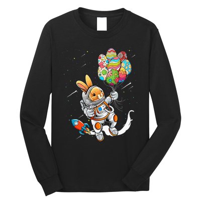 Easter Day Astronaut Bunny Rabbit Planet Egg Long Sleeve Shirt