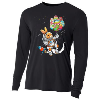 Easter Day Astronaut Bunny Rabbit Planet Egg Cooling Performance Long Sleeve Crew