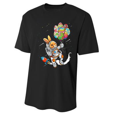 Easter Day Astronaut Bunny Rabbit Planet Egg Performance Sprint T-Shirt