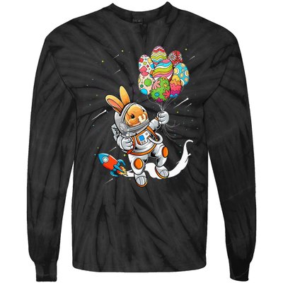 Easter Day Astronaut Bunny Rabbit Planet Egg Tie-Dye Long Sleeve Shirt