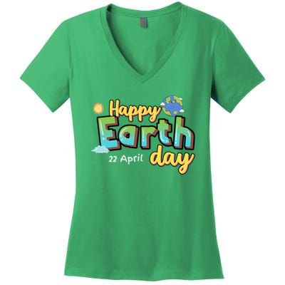 Earth Day April 22 Eco-Friendly Celebration Women's V-Neck T-Shirt