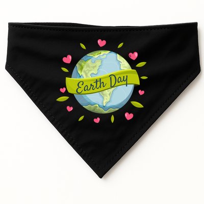 Earth Day Awareness Cute Heart USA-Made Doggie Bandana