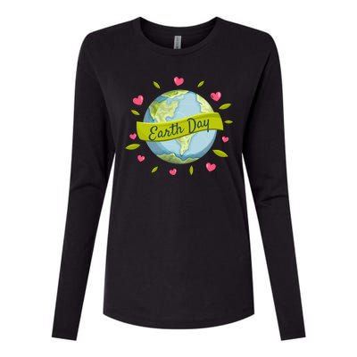 Earth Day Awareness Cute Heart Womens Cotton Relaxed Long Sleeve T-Shirt