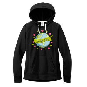 Earth Day Awareness Cute Heart Women's Fleece Hoodie