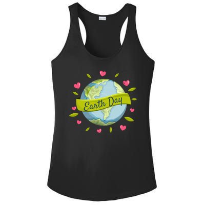 Earth Day Awareness Cute Heart Ladies PosiCharge Competitor Racerback Tank