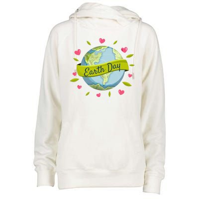 Earth Day Awareness Cute Heart Womens Funnel Neck Pullover Hood