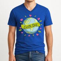 Earth Day Awareness Cute Heart V-Neck T-Shirt