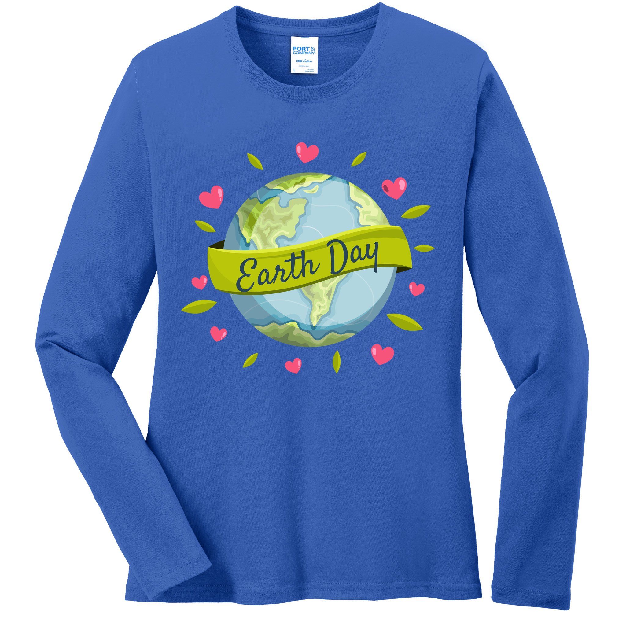 Earth Day Awareness Cute Heart Ladies Long Sleeve Shirt