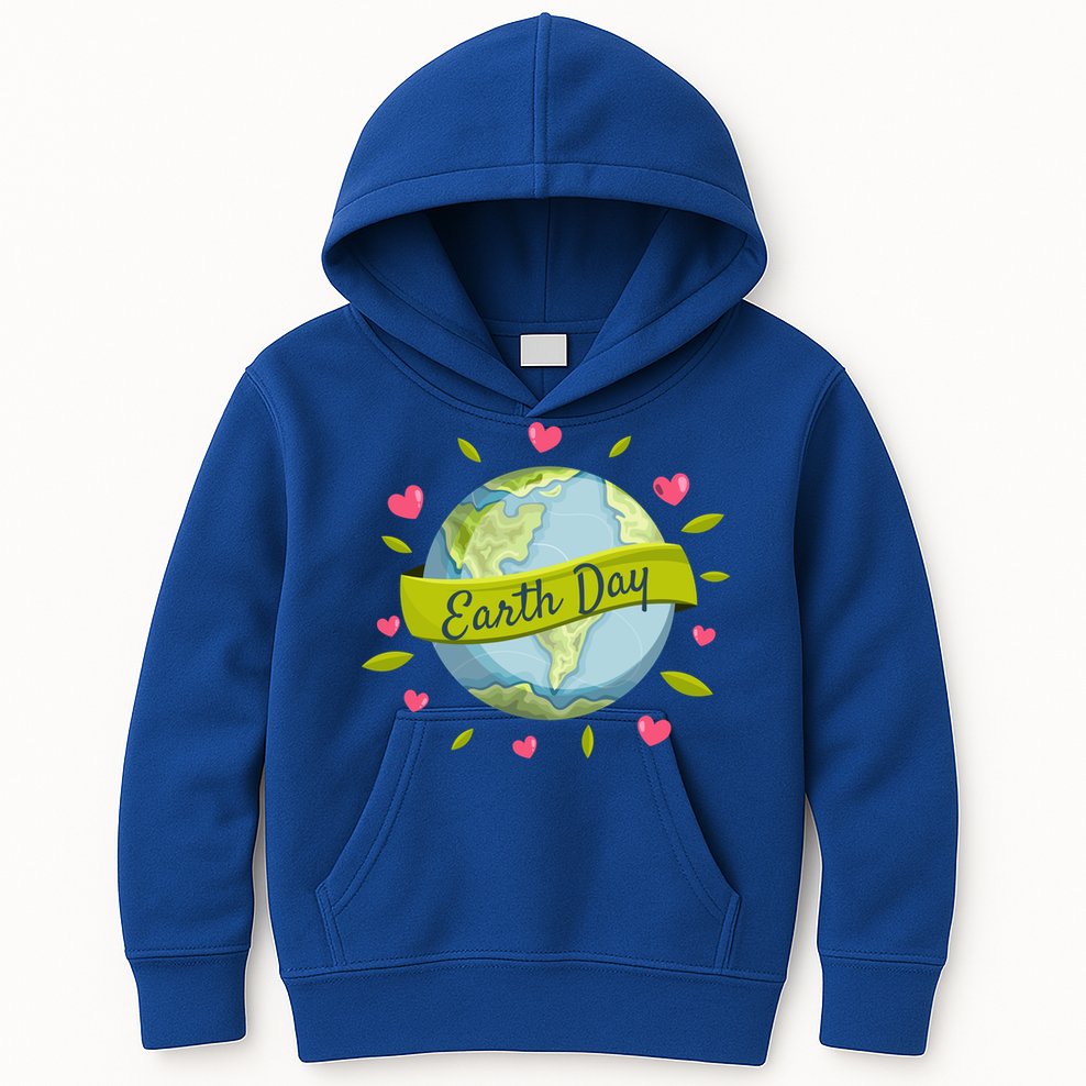 Earth Day Awareness Cute Heart Kids Hoodie