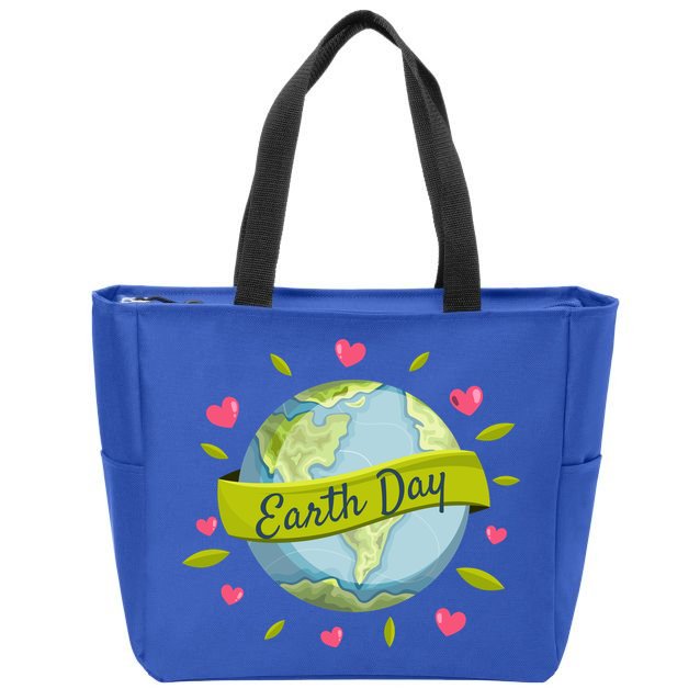 Earth Day Awareness Cute Heart Zip Tote Bag