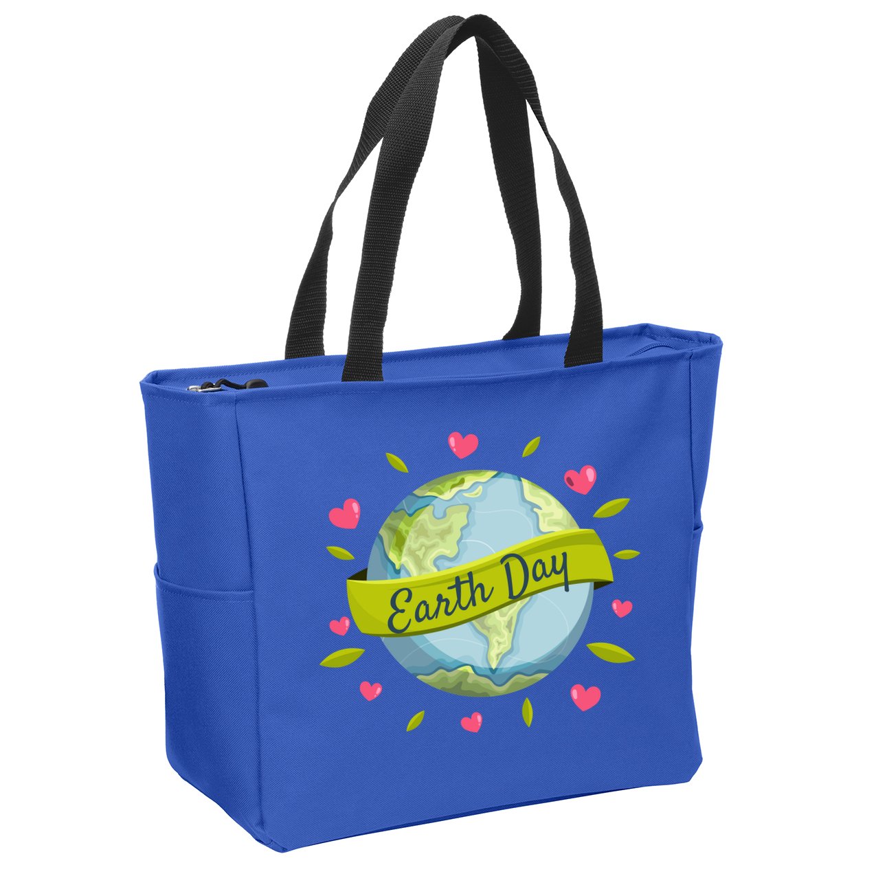 Earth Day Awareness Cute Heart Zip Tote Bag