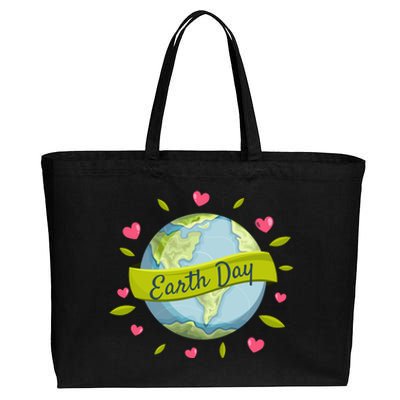 Earth Day Awareness Cute Heart Cotton Canvas Jumbo Tote