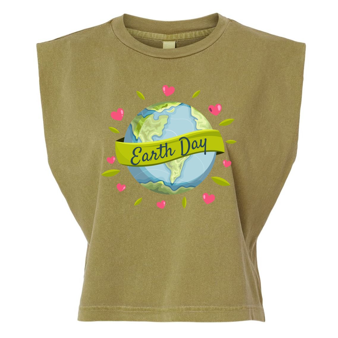 Earth Day Awareness Cute Heart Garment-Dyed Women's Muscle Tee