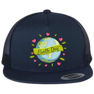 Earth Day Awareness Cute Heart Flat Bill Trucker Hat