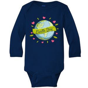 Earth Day Awareness Cute Heart Baby Long Sleeve Bodysuit