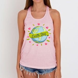 Earth Day Awareness Cute Heart Women's Knotted Racerback Tank