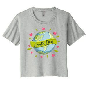 Earth Day Awareness Cute Heart Women's Crop Top Tee