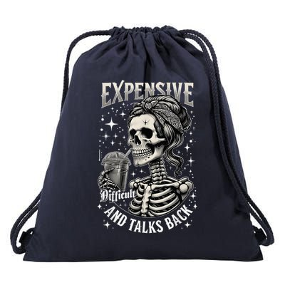 Expensive Difficult And Talks Back Skeleton Mother's Day Mom Drawstring Bag