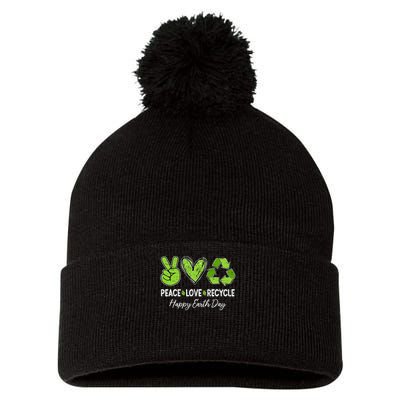 Earth Day April 22 Peace Love Recycle Recycling Teacher Pom Pom 12in Knit Beanie