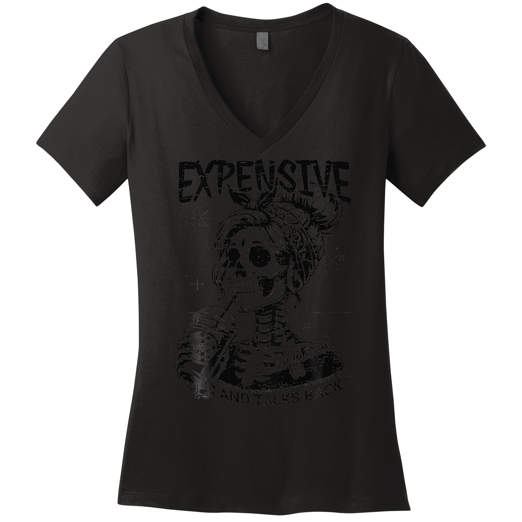 Expensive Difficult And Talks Back Mothers Day Skeleton Mom Women's V-Neck T-Shirt