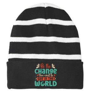 Earth Day Awareness 2024 Striped Beanie with Solid Band