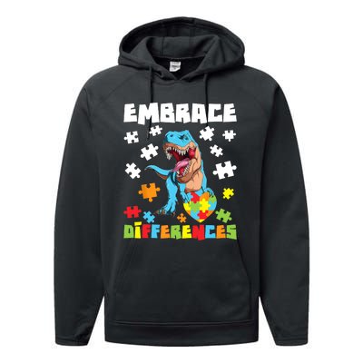 Embrace Differences Autistic Puzzle Autism Awareness Performance Fleece Hoodie