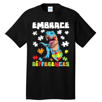 Embrace Differences Autistic Puzzle Autism Awareness Tall T-Shirt