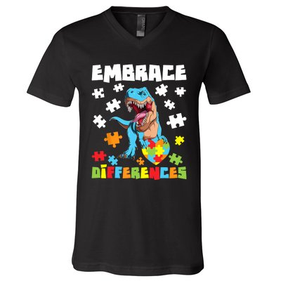 Embrace Differences Autistic Puzzle Autism Awareness V-Neck T-Shirt